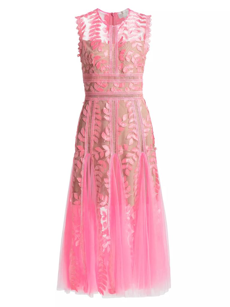 BRONX AND BANCO Saba Embroidered Tulle Midi-Dress