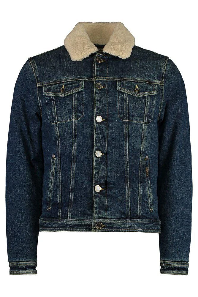 MOORER Moorer Taburno Sherpa-Collar Denim Jacket