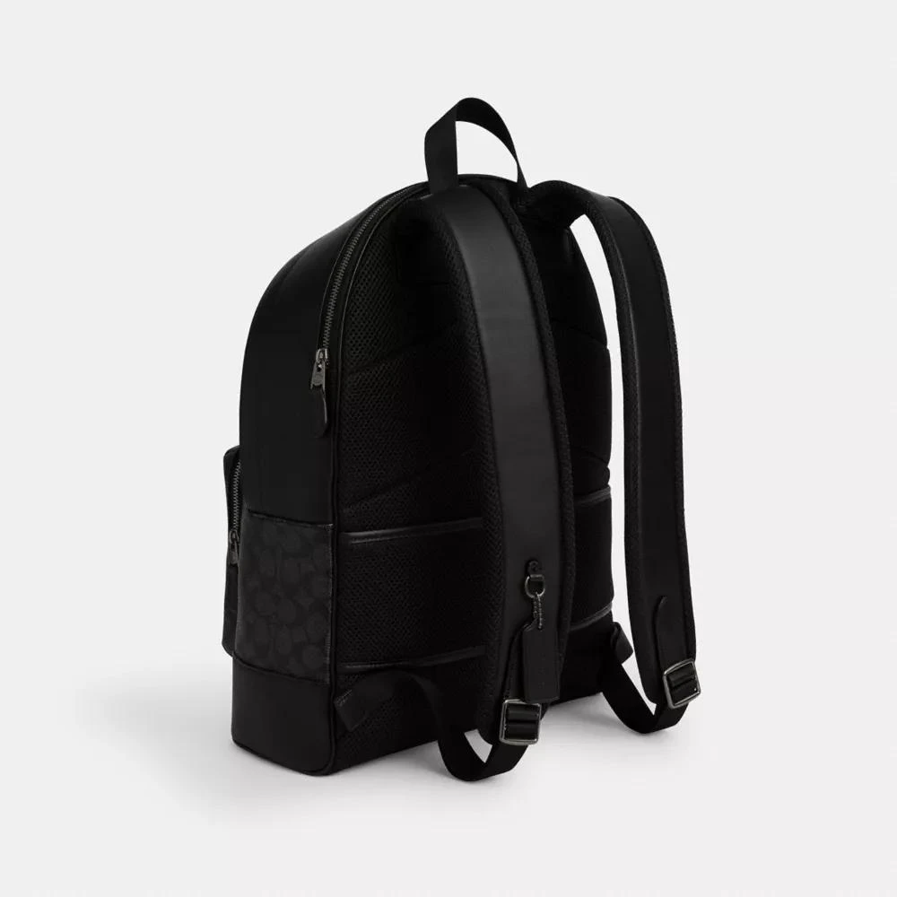 Coach West Backpack In Signature Canvas With Varsity Stripe 3