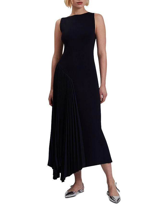 Shop Azzina Slash Neck Pleated Panel Dress on Sale at BeyondStyle