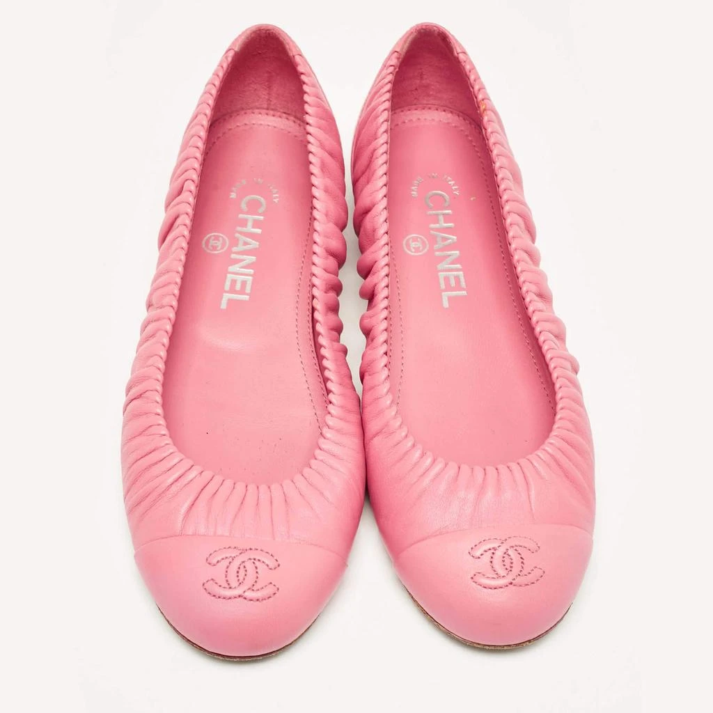 Chanel Chanel Pink Leather CC Cap Toe Ballet Flats Size 37.5 3