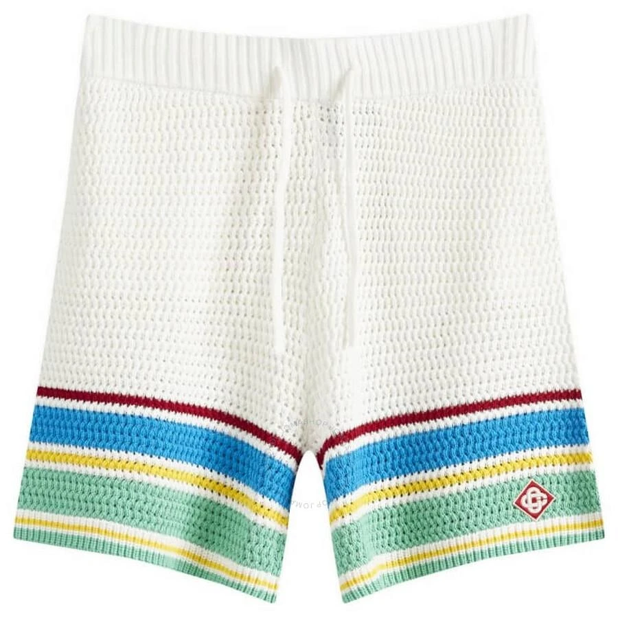 Casablanca Men's White / Blue Multi Crochet Tennis Shorts 1