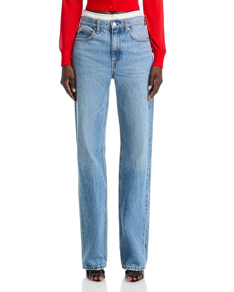 Alexander Wang Mid Rise Contrast Waistband Jeans in Vintage Light Blue 7