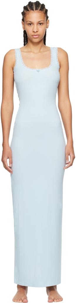 SKIMS Blue Soft Lounge Lace Scoop Neck Maxi Dress