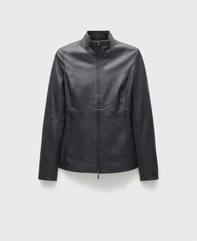 Mango Women's Double Zip Fastening Leather Jacket 2