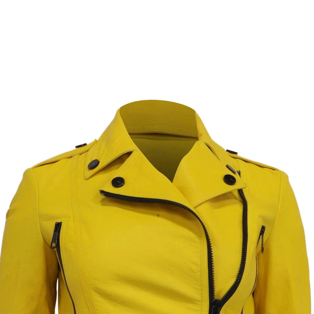 Burberry London Cropped Biker Jacket in Yellow Leather 2