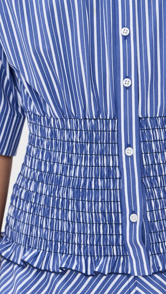 Brandon Maxwell The Harte Button Up Shirt with Smocked Bodice 5
