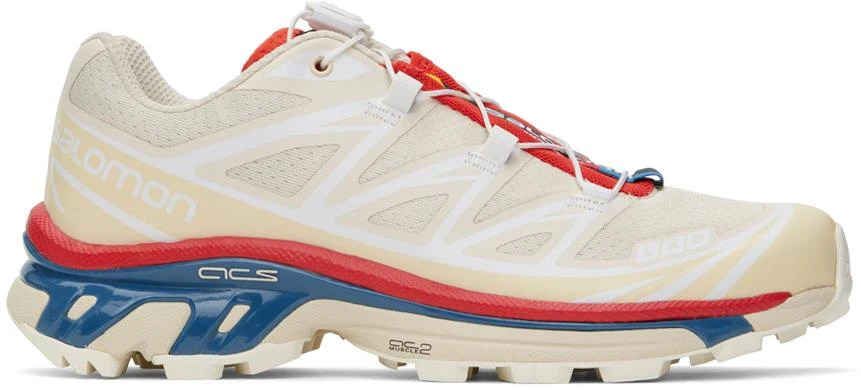 Salomon Beige & Red XT-6 Sneakers 1