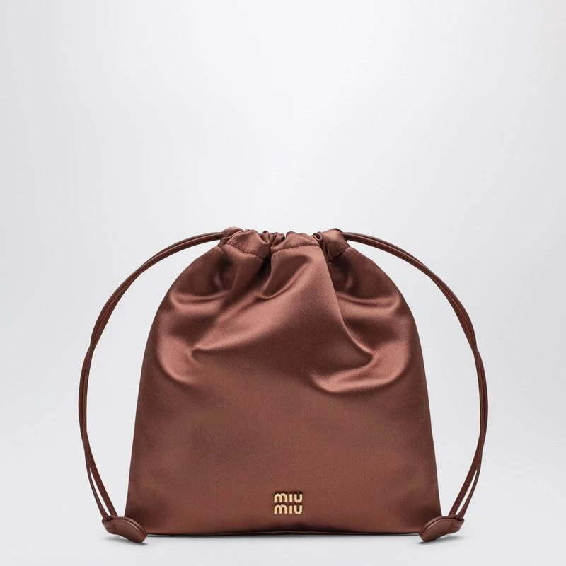 Miu Miu Cocoa-coloured satin pouch from The Double F