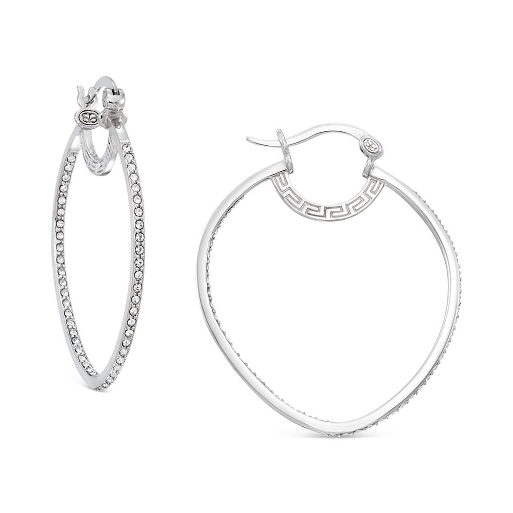 Simone I. Smith Platinum Over Sterling Silver Earrings, Crystal Inside Out Teardrop Hoop Earrings