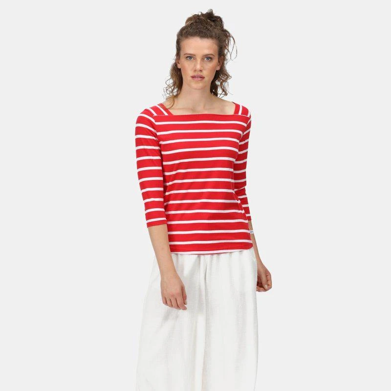 Regatta Womens/Ladies Polexia Stripe T-Shirt True Red/White 1