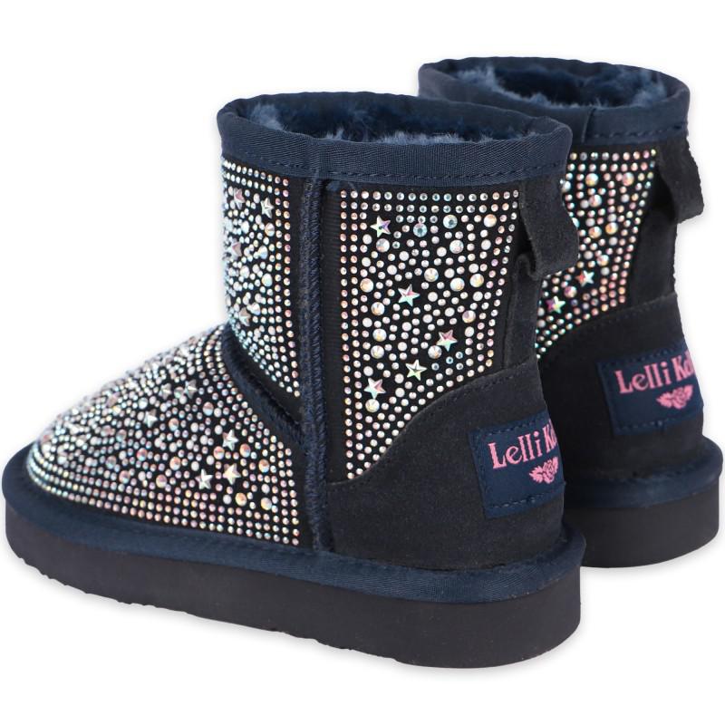 Lelli Kelly Rhinestones girls navy suede boots