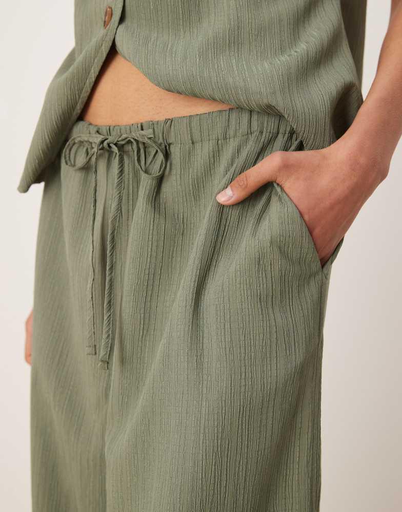 ASOS ASOS DESIGN crinkle palazzo trousers co-ord in olive