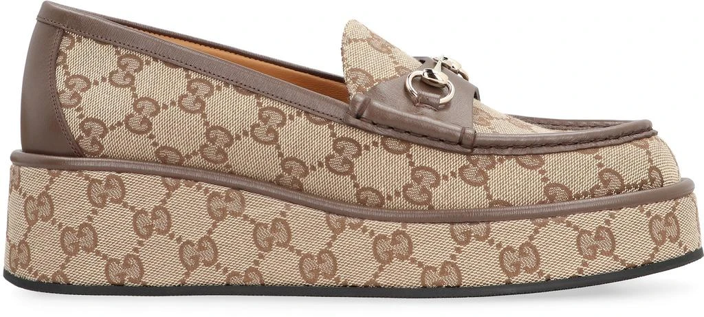 Gucci  LOAFER WITH PLATFORM AND HORSEBIT IN ORIGINAL GG FABRIC 2