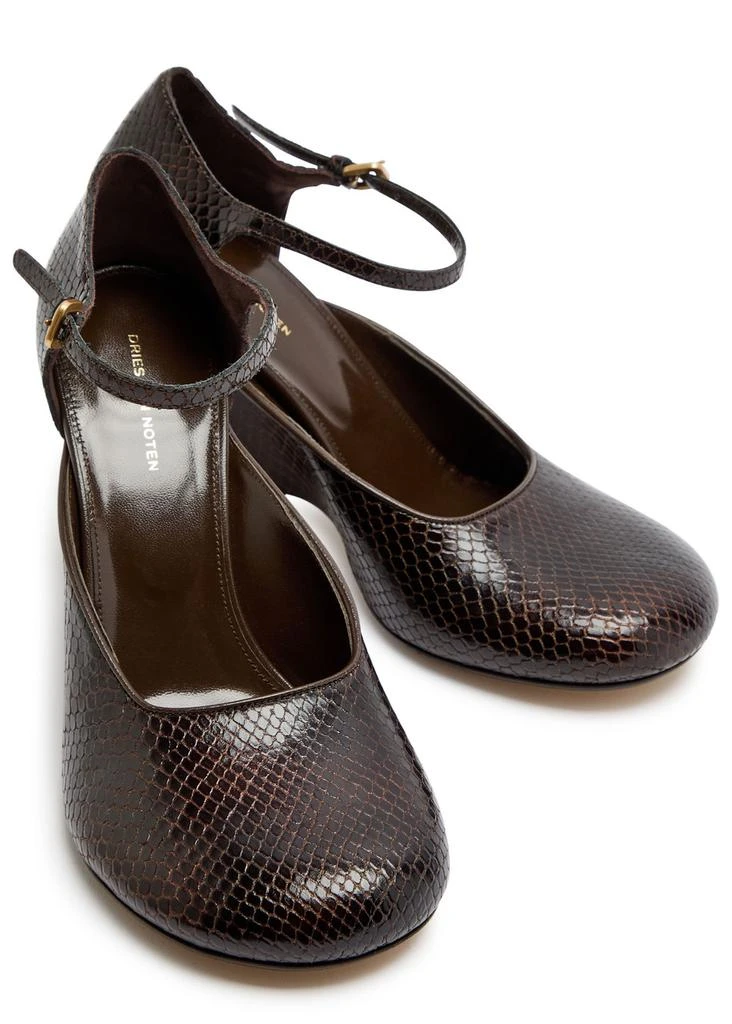 Dries Van Noten Python-effect leather wedge pumps 3