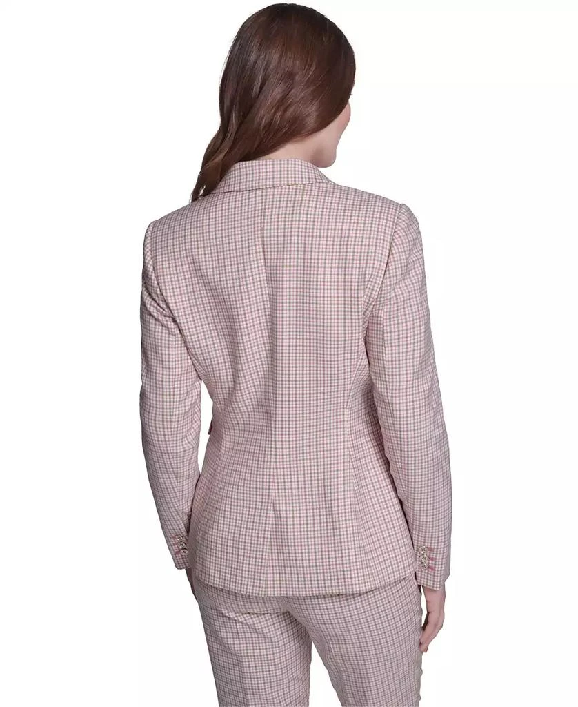 Tommy Hilfiger Women
s Plaid Notch Collar Slim Fit Blazer 2