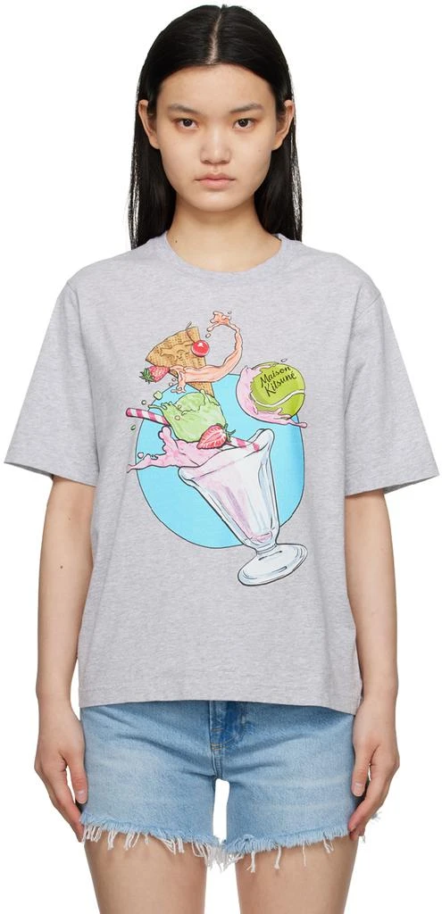 Maison Kitsune Gray Hotel Olympia Edition Ice Cream Splash T-Shirt 1