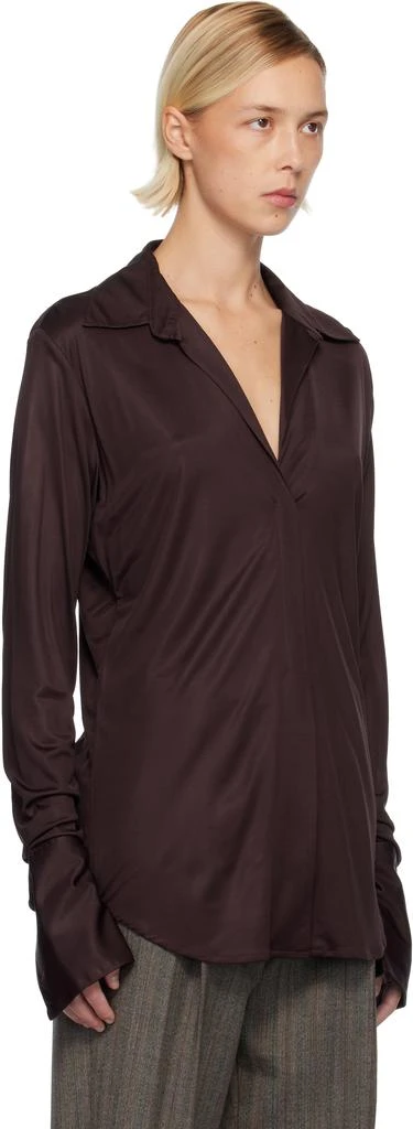 Dries Van Noten Burgundy Satin Shirt 2