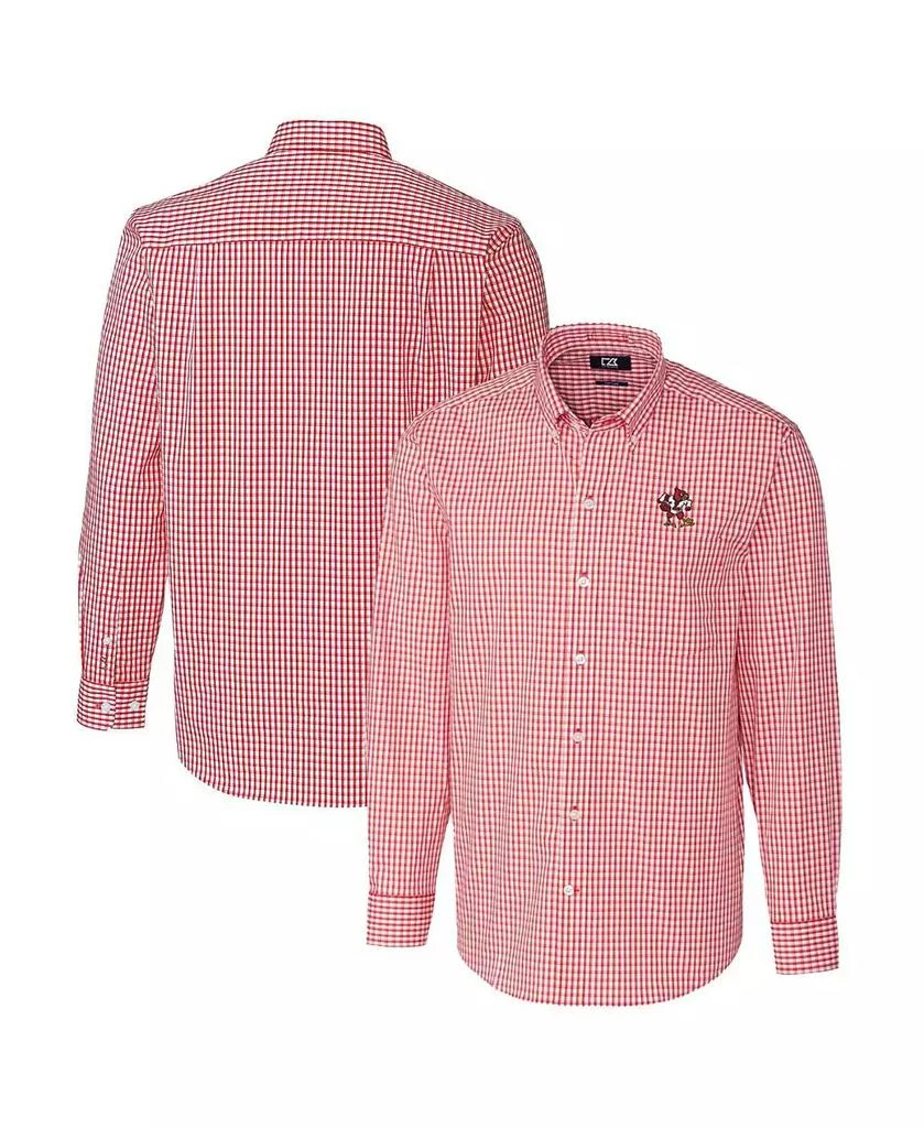 Cutter & Buck Men's Red Louisville Cardinals Easy Care Stretch Gingham Long Sleeve Button-Down Shirt 1