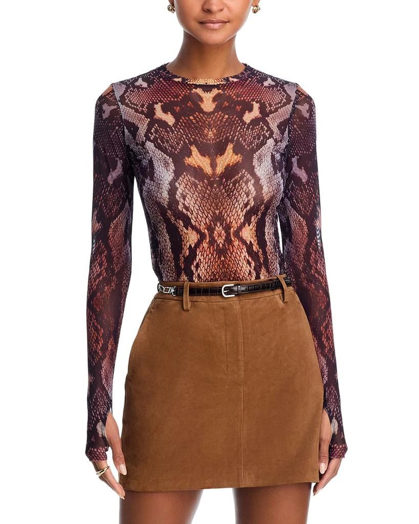 AFRM Kaylee Snakeskin Print Mesh Top 1
