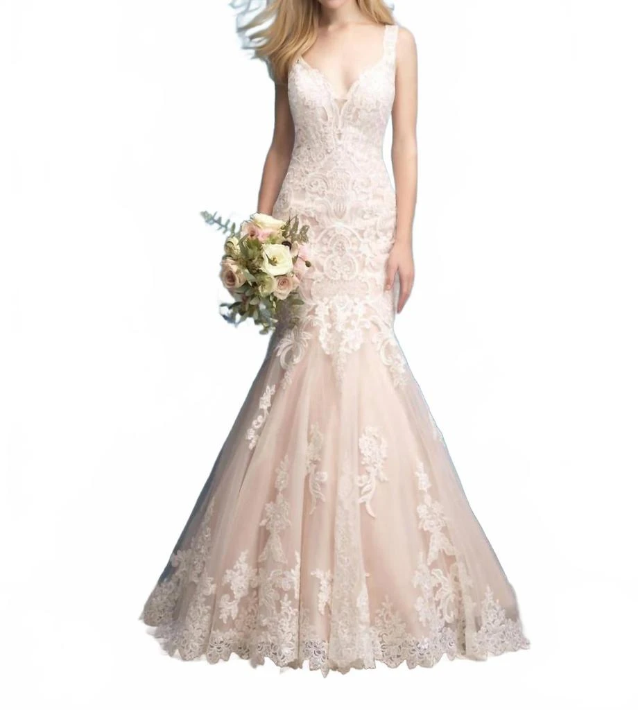 Allure Bridals Lace Bridal Gown In Antique Champaine Ivory
