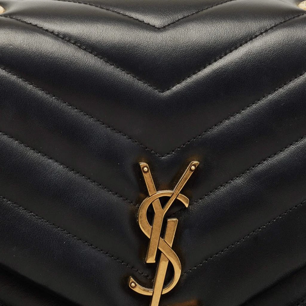 Yves Saint Laurent Saint Laurent Black Matelassé Leather Medium LouLou Shoulder Bag 5