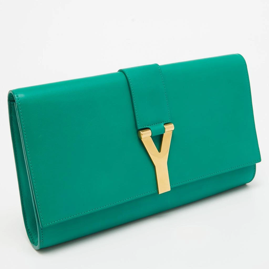 Yves Saint Laurent Green Leather Y-Ligne Clutch 2