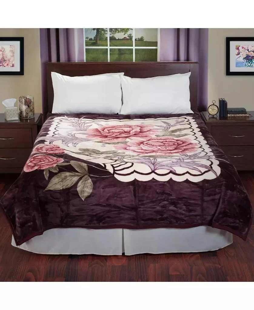 Baldwin Rose Heavy Thick Plush Mink Oversized Throw, 74" x 91" 1