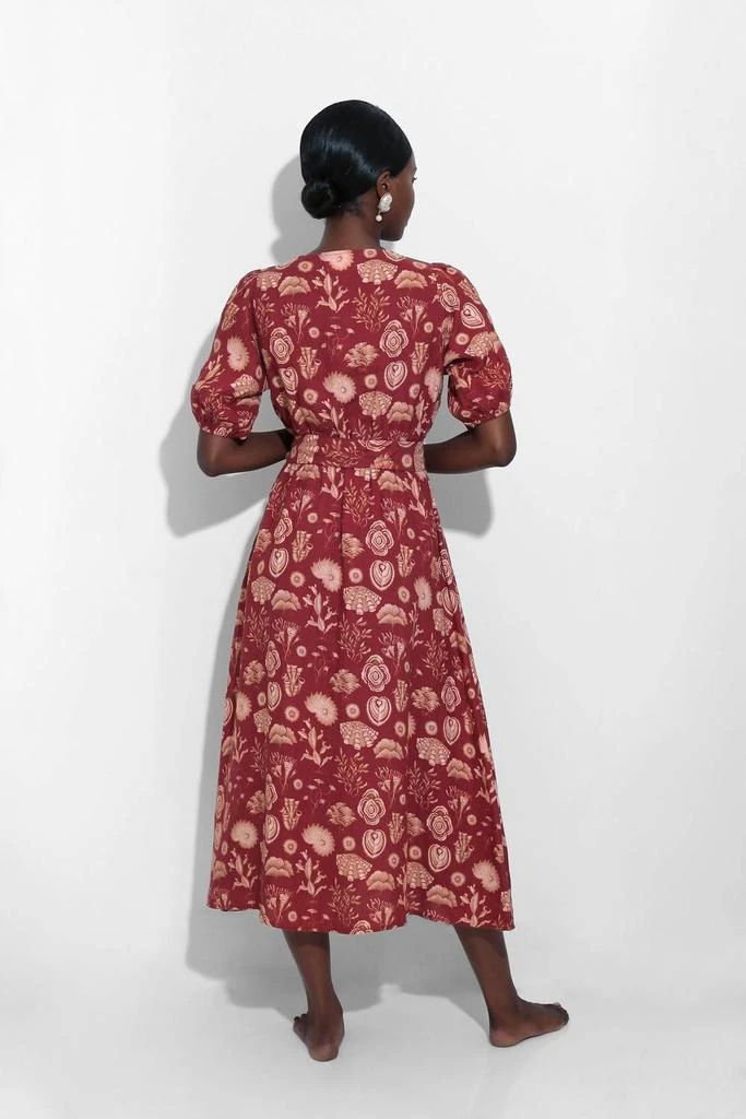 Carolina K Florita Midi Dress In Corals Burgundy 3