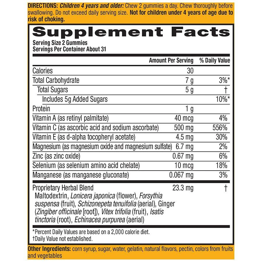 Airborne Vitamin C, E, Zinc, Minerals & Herbs Kids Immune Support Supplement Gummies Assorted Fruit 3
