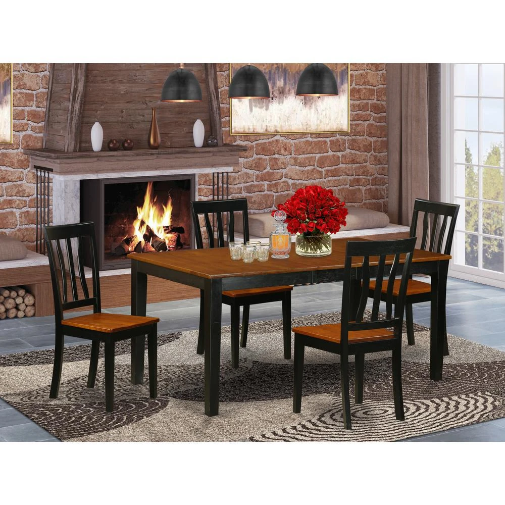 East West Furniture 5  PC  Kitchen  Table  set-Dining  Table  and  4  Wood  Kitchen  Chairs