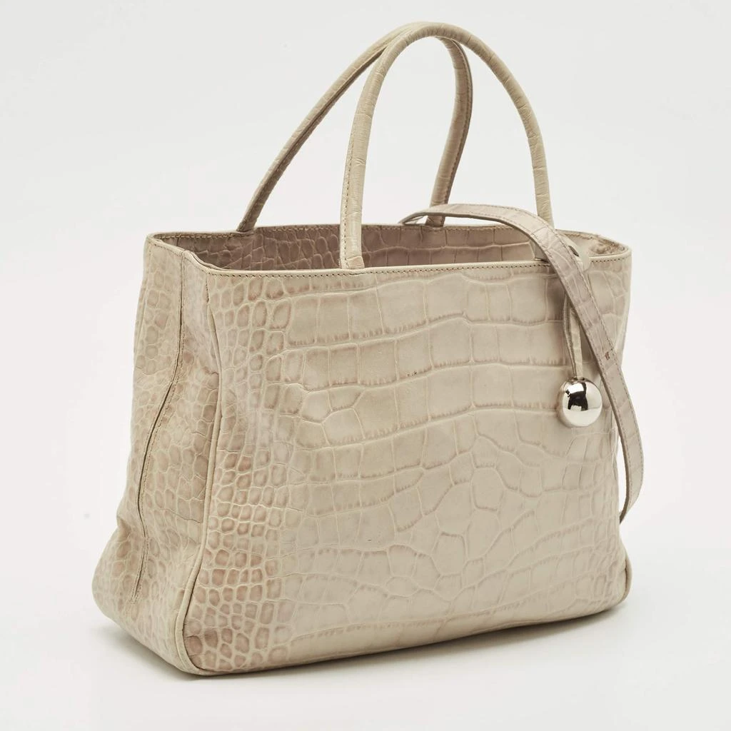 Furla Furla Light Beige Croc Embossed Leather Practica Tote 3