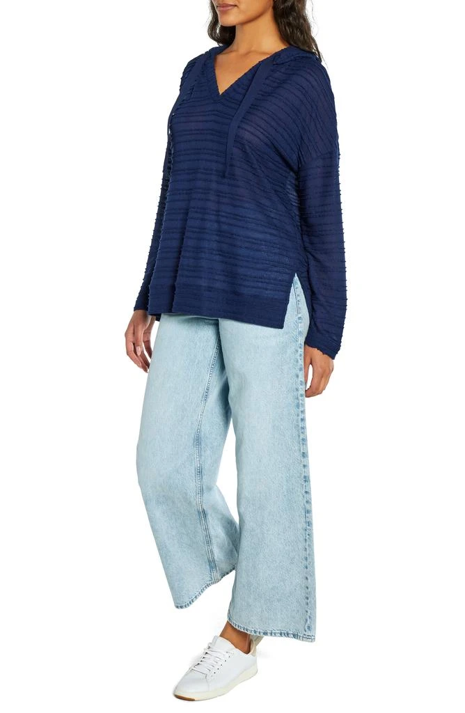 Three Dots Stripe Textured Hacci Pullover Hoodie 5