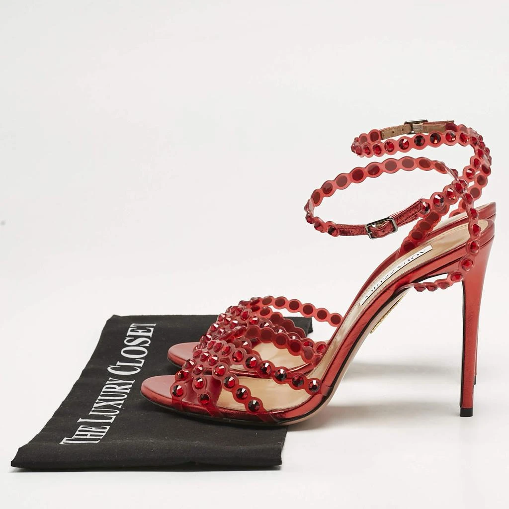 Aquazzura Aquazzura Red PVC Crystal Embellished Tequila Sandals Size 39.5 9
