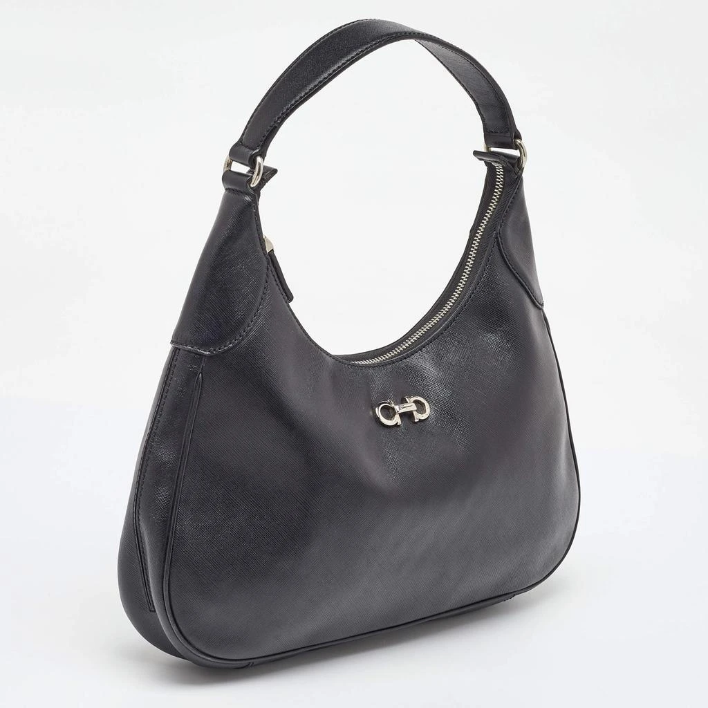 Salvatore Ferragamo Salvatore Ferragamo Black Leather Gancini Romana Hobo 3