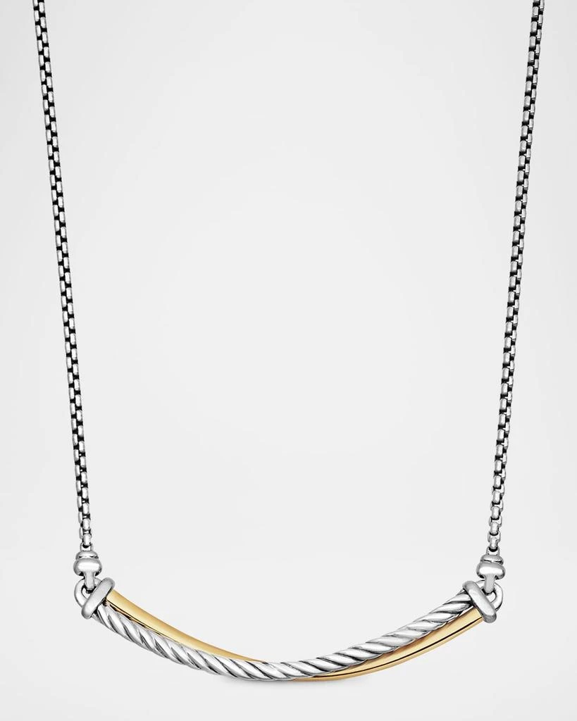 David Yurman Crossover Bar Necklace in Silver and 18K Gold 8