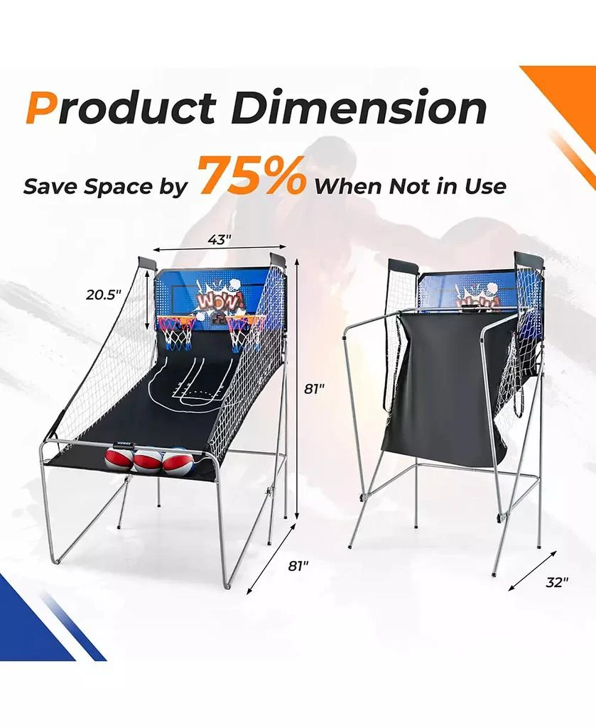 Costway Dual Shot Basketball Arcade Game with 8 Game Modes Arcade Sound Electronic Scoring 3