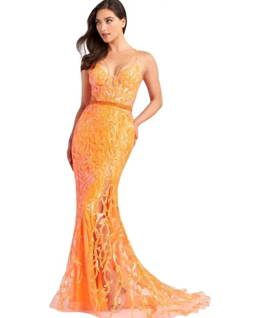 Ellie Wilde Ellie Wilde - Sequin Sheer Sleeveless Prom Gown
