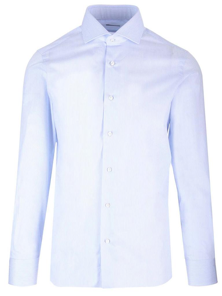 BARBA Barba Pinstriped Straight-Hem Shirt