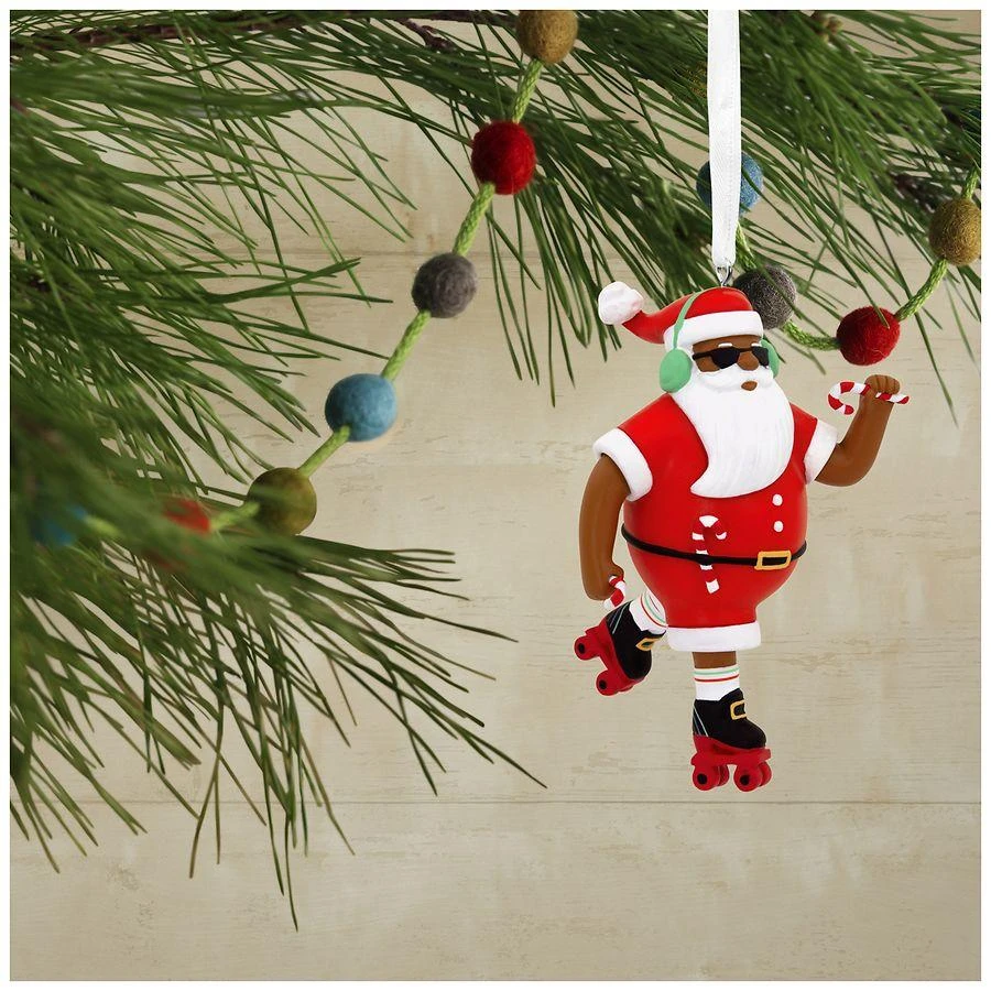 Hallmark Mahogany Roller Skating Black Santa Claus Christmas Ornament 5