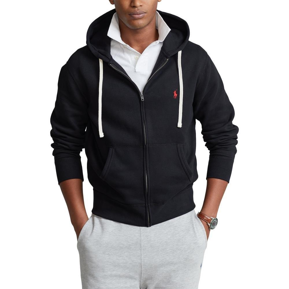 Shop Polo Ralph Lauren Logo Embroidered Zipped Hoodie on Shop Polo Ralph Lauren Logo Embroidered Zipped Hoodie on