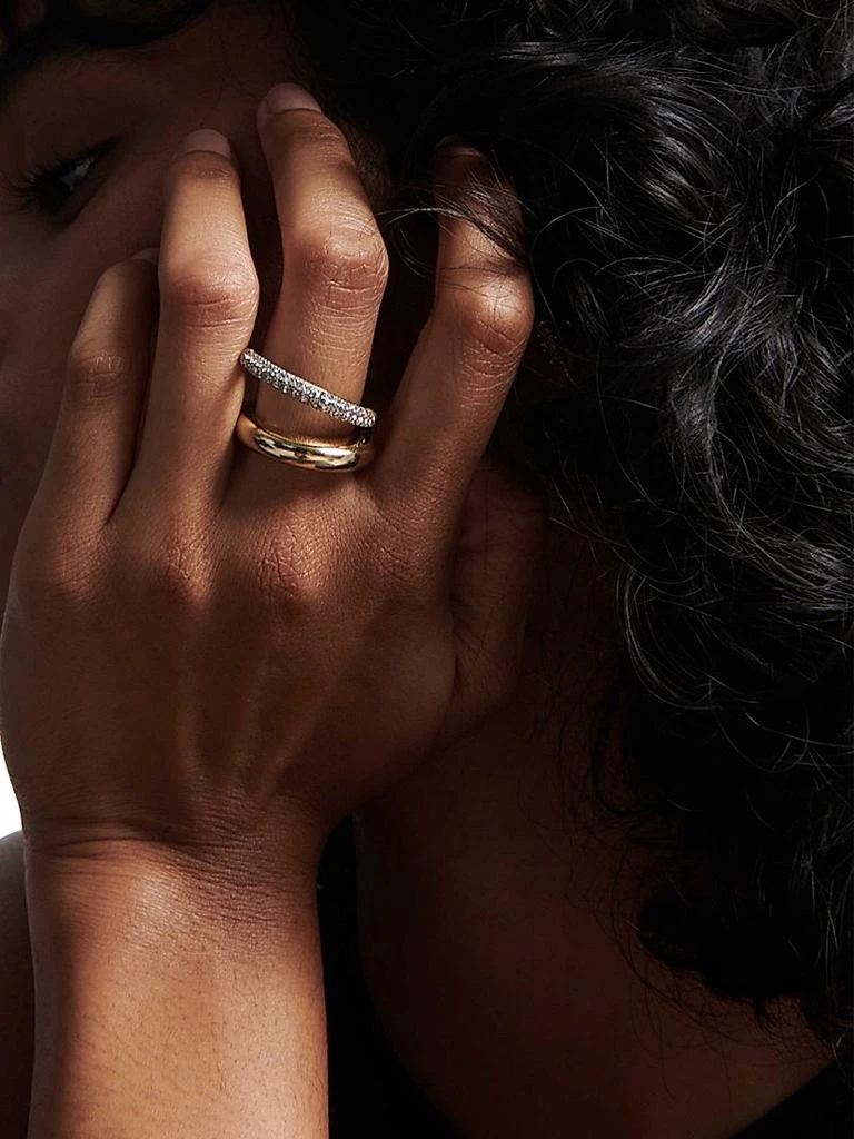 Demarson Vida Two-Tone & Glass Crystal Double-Band Ring 3