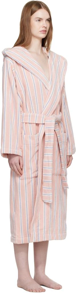 Tekla Pink Terry Hooded Bathrobe 2