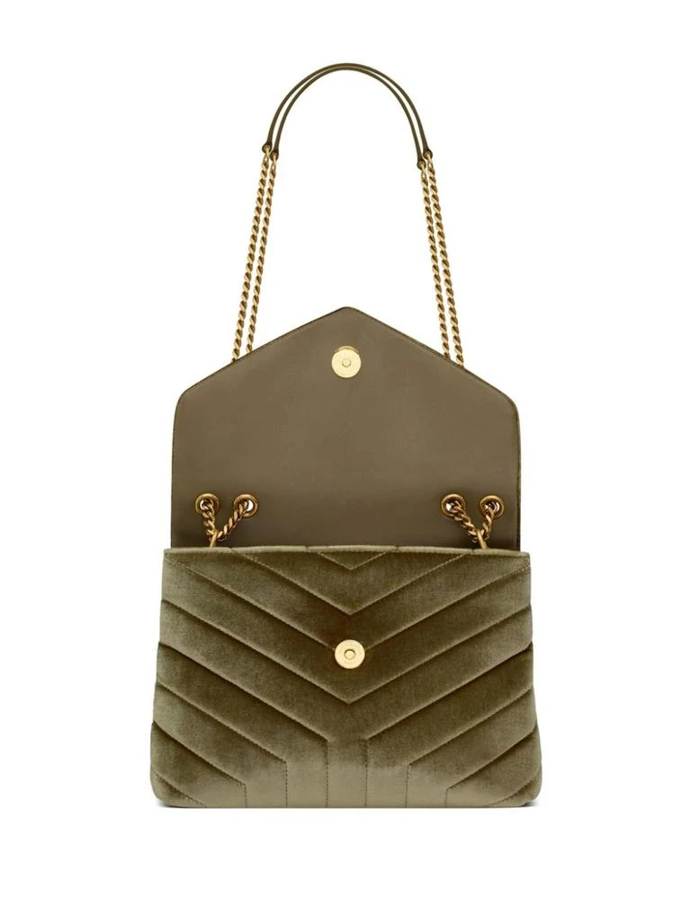 Yves Saint Laurent OLIVE GREEN VELVET SMALL LOULOU SHOULDER BAG 5