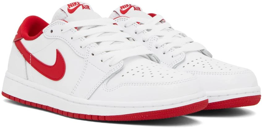 Nike Jordan White & Red Air Jordan 1 Low OG Sneakers 4