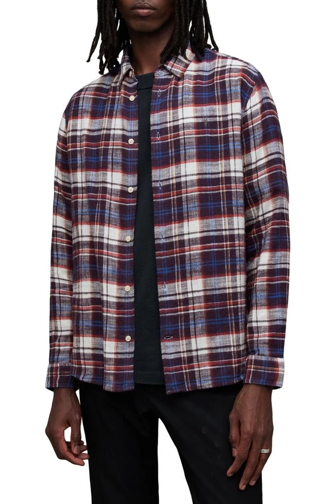 ALL SAINTS Lakeshort Plaid Flannel Button-Up Shirt 1