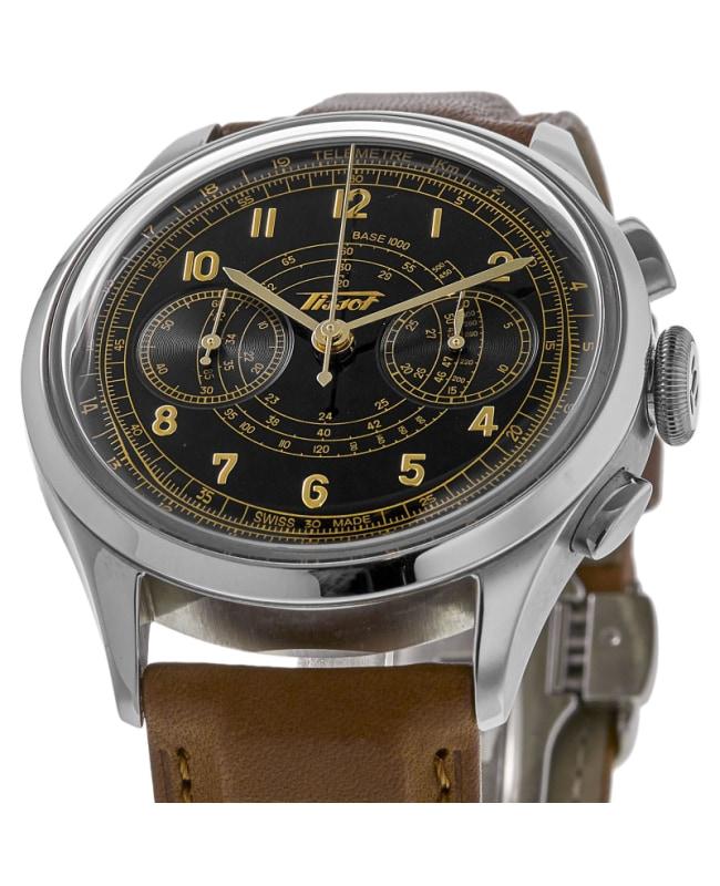 Tissot Tissot Telemeter 1938 Black Dial Leather Strap Men's Watch T142.462.16.052.00-PO