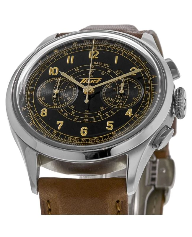 Tissot Tissot Telemeter 1938 Automatic Black Dial Leather Strap Men's Watch T142.462.16.052.00-PO 2
