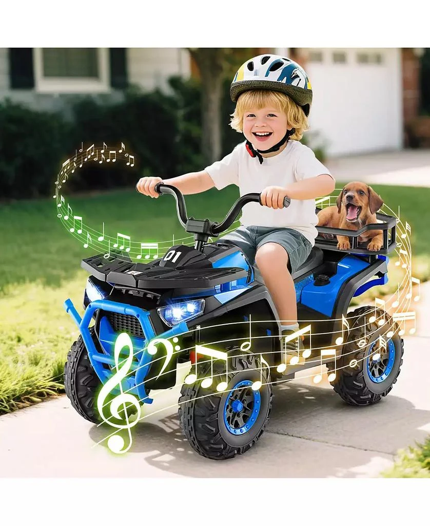Mecale 24V Kids Ride on Electric ATV Quad Car with Realistic Sounds and LED Lights-Navy 8