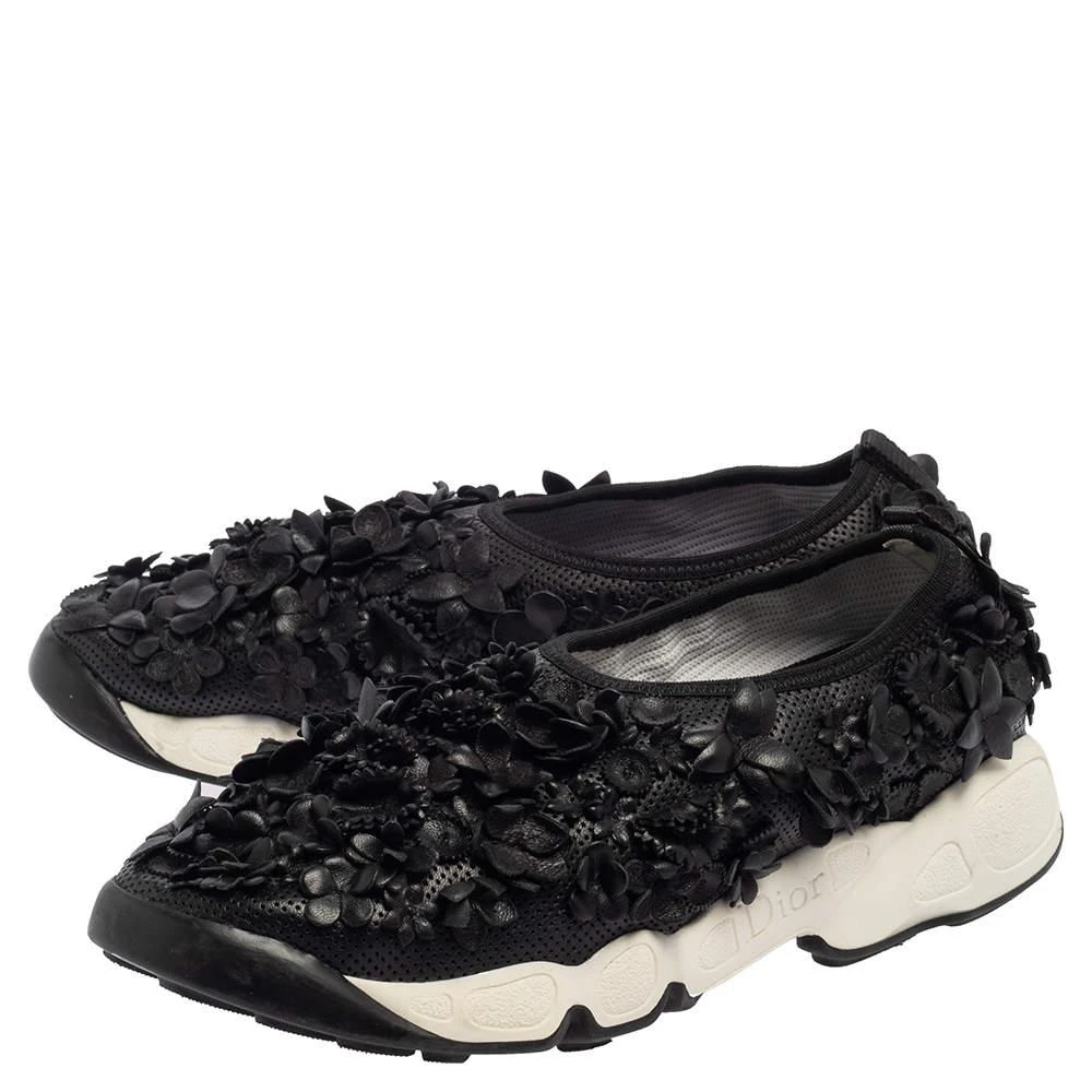Dior Dior Leather Flower Embellished  Fusion  Sneakers Size 37.5 4